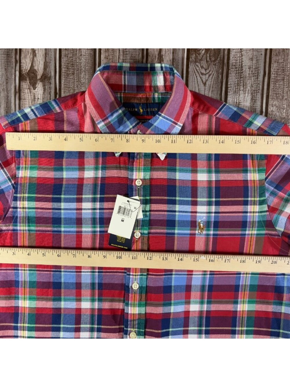 Polo Ralph Lauren Classic-Fit Oxford Plaid Shirt size M multicolor NWT mspr $138 - Picture 12 of 13